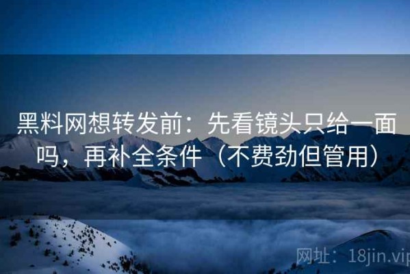 黑料网想转发前：先看镜头只给一面吗，再补全条件（不费劲但管用）