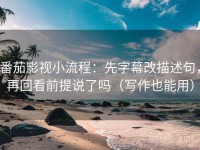 番茄影视小流程：先字幕改描述句，再回看前提说了吗（写作也能用）